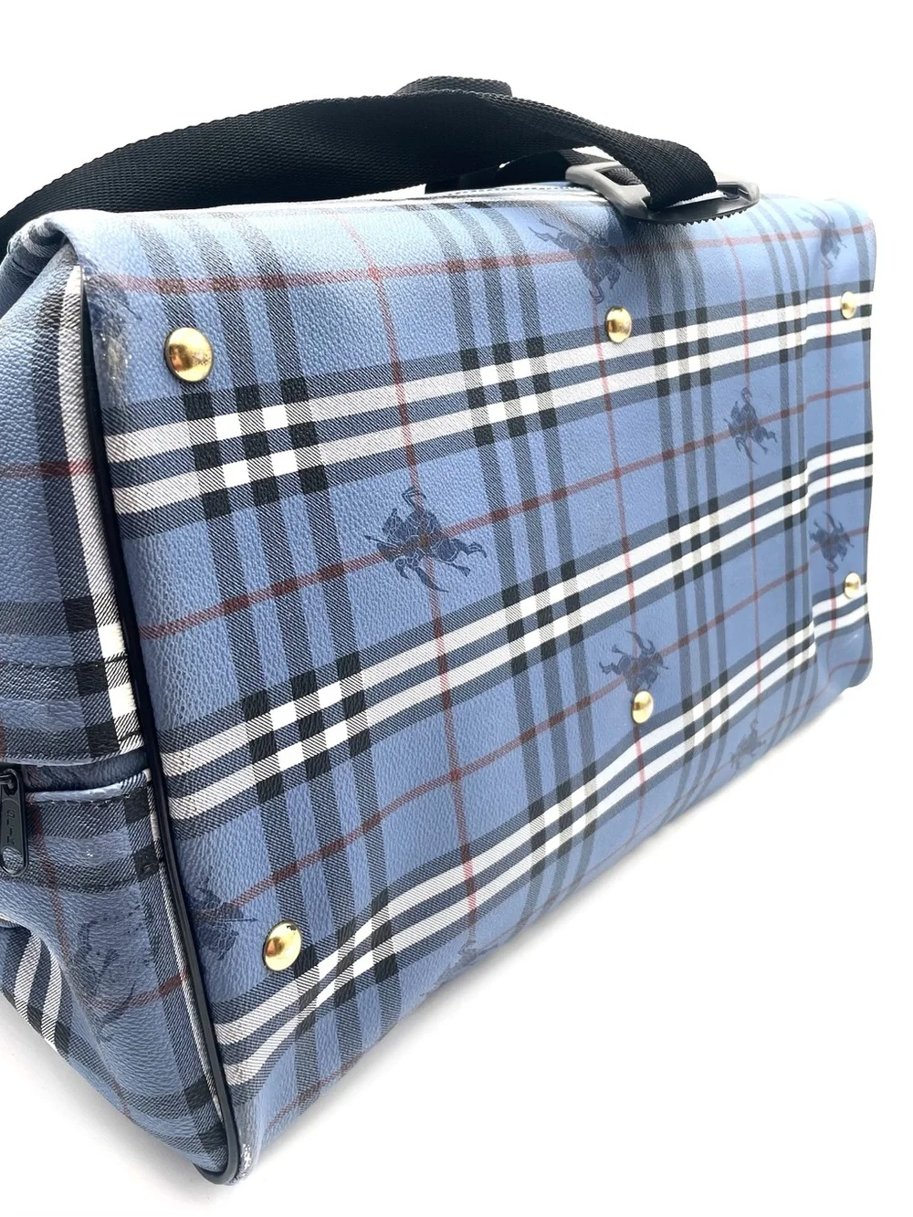 Vintage Burberry Blue Nova Check Duffle Bag